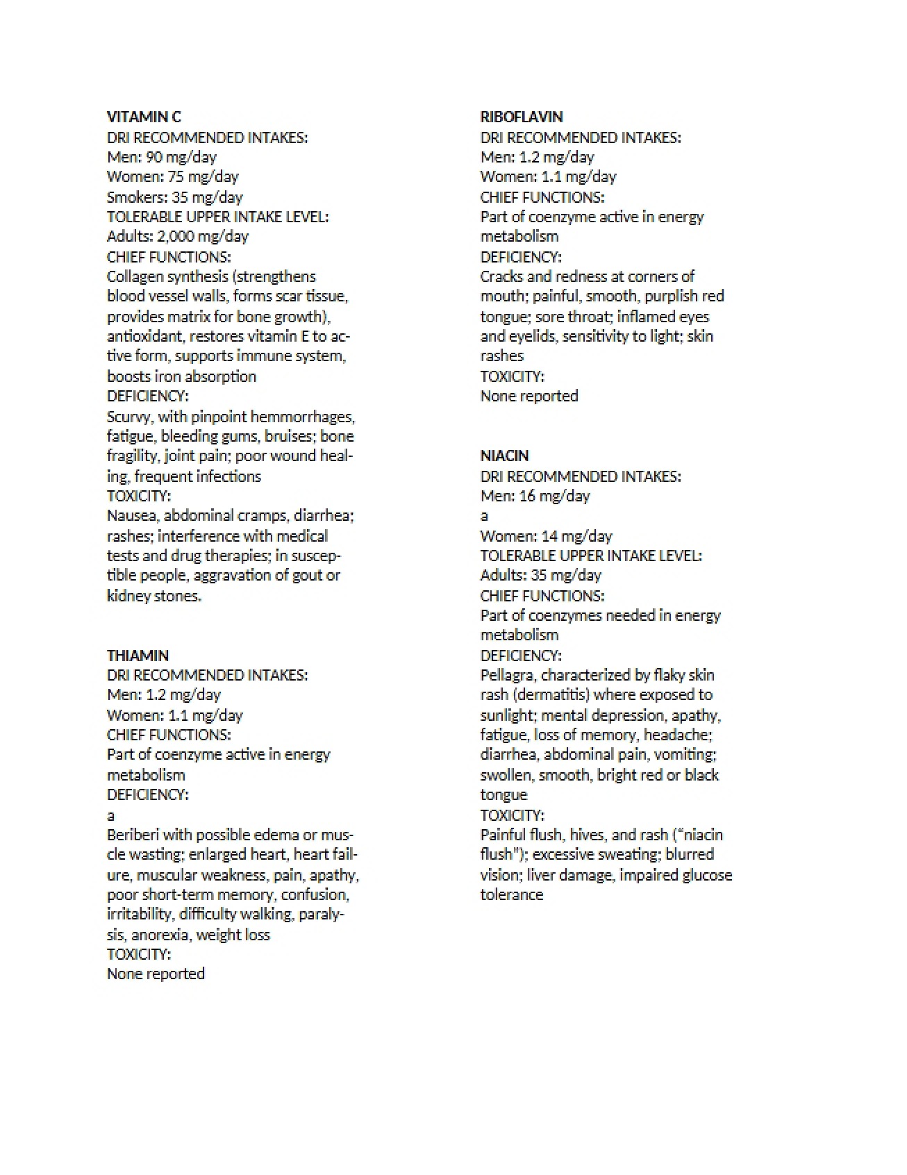 General Nutrition Notes