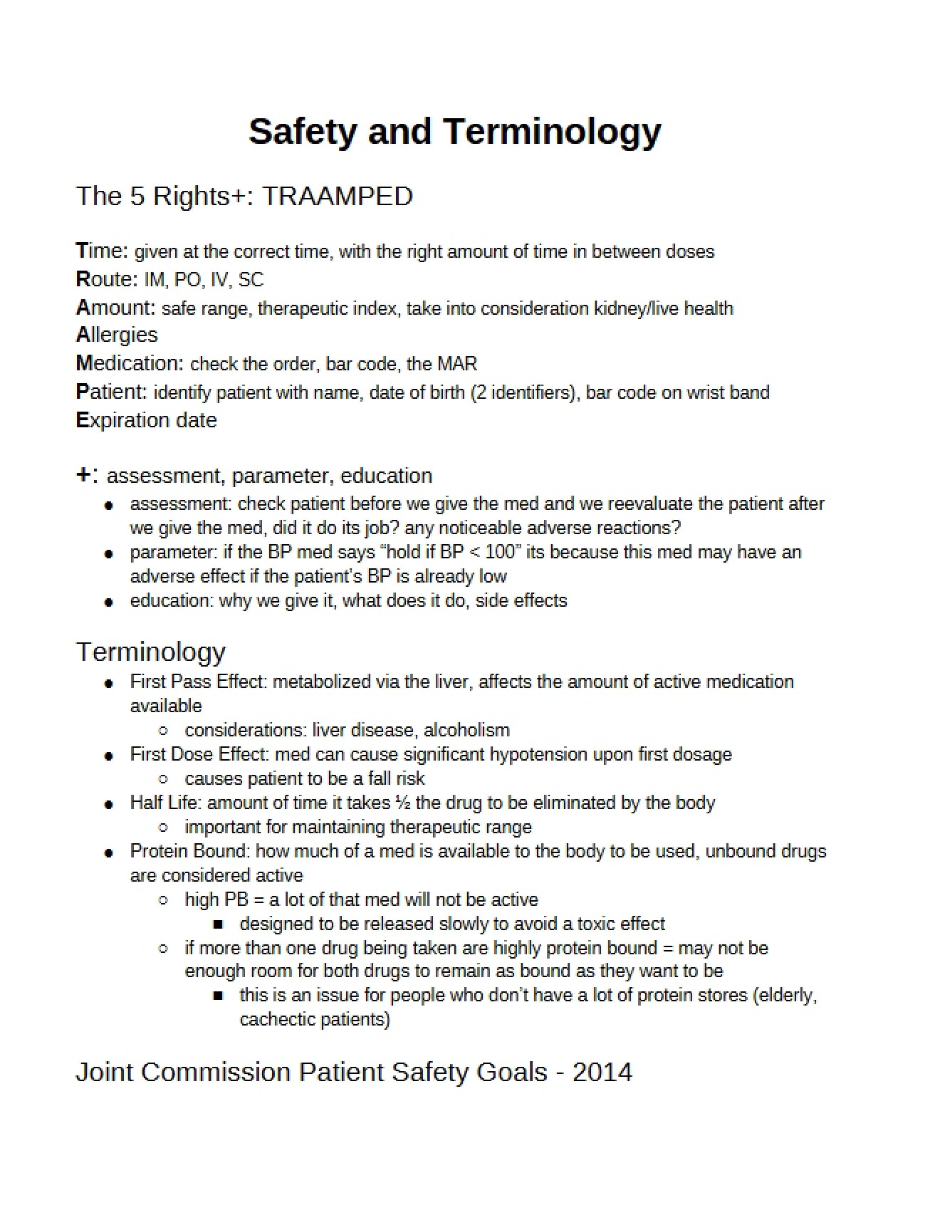Terminology and Safety