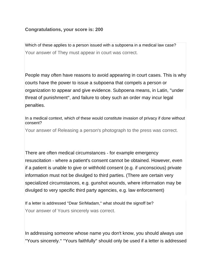 Subpoenas and Legal Penalties in Medical Law Cases