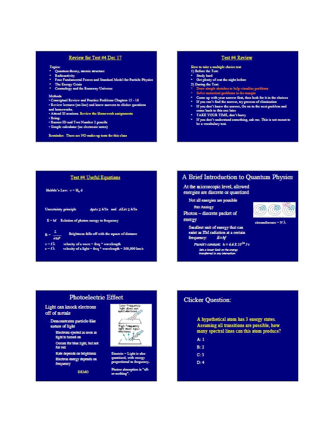 Physics 102 Test Four Review