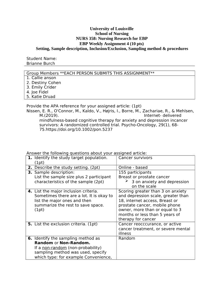 Weekly EBP Assignment 4