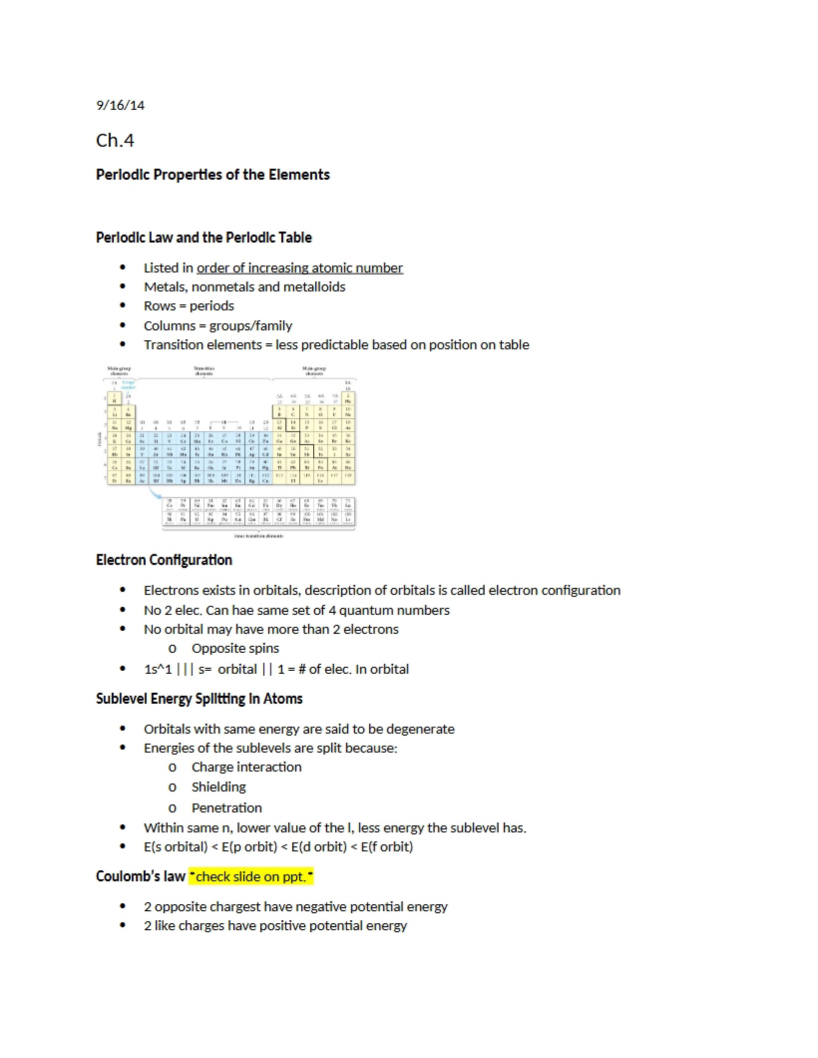 Elemental Periodic Properties