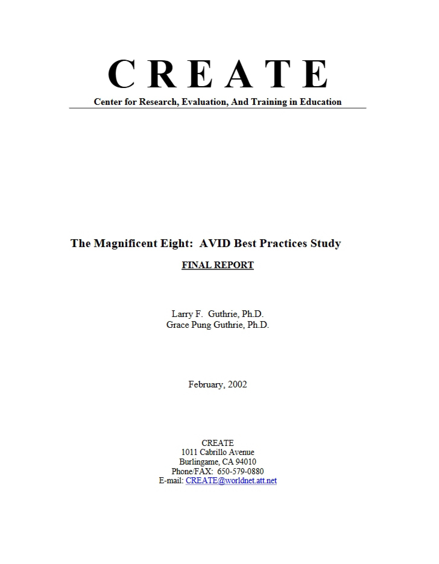 AVID Best Practices Study - The Magnificent Eight