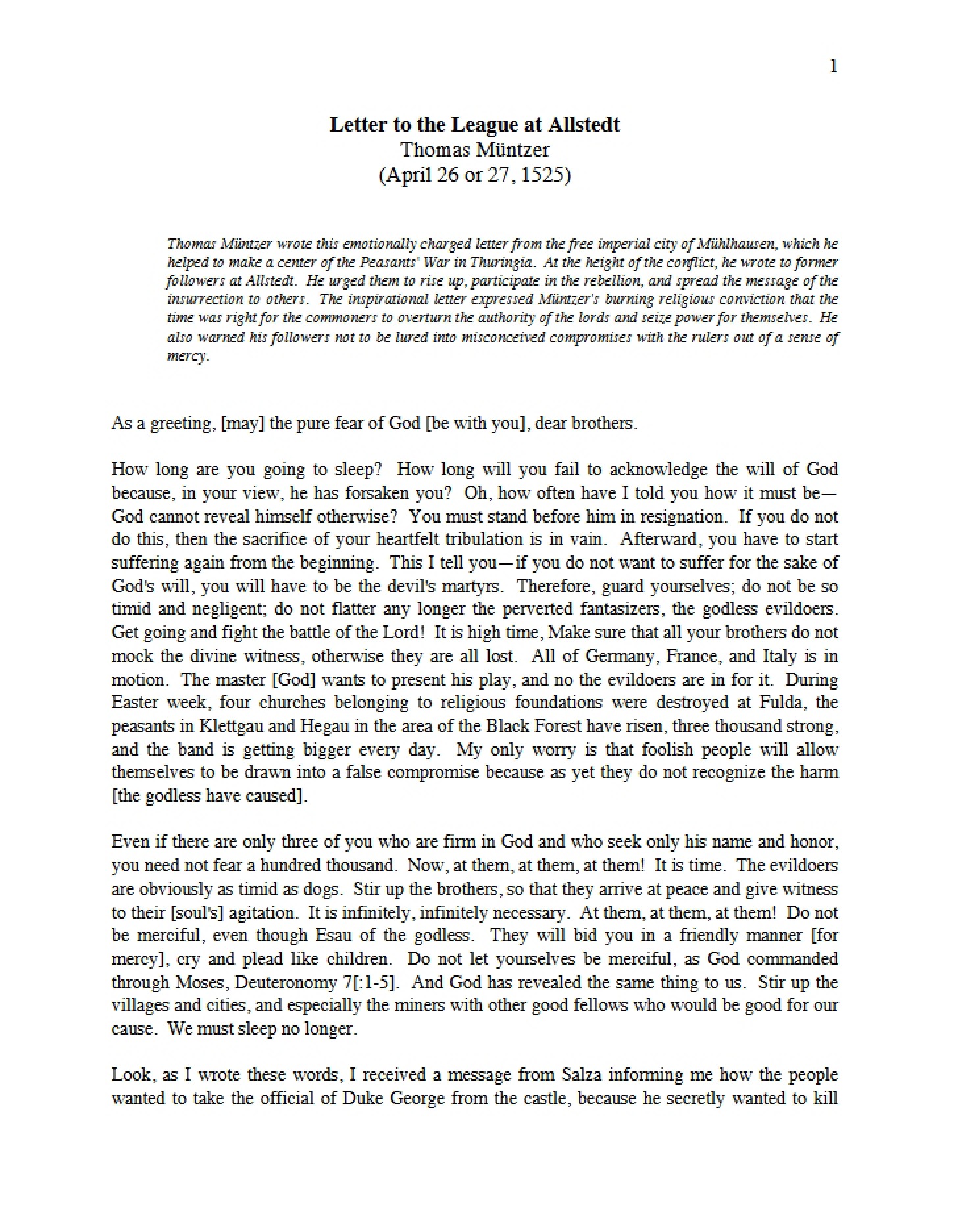 League Letter