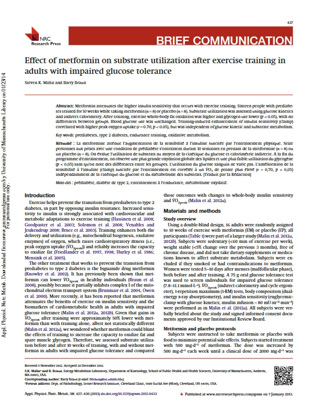 Substrate Utilization Metformin Effects