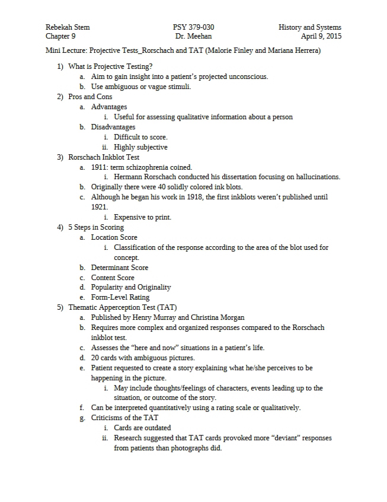 Overview of Psychology's History from Chapter 9