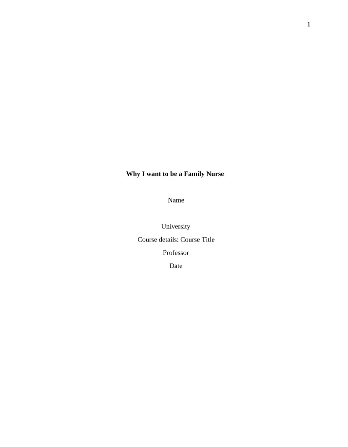 Becoming a Family Nurse