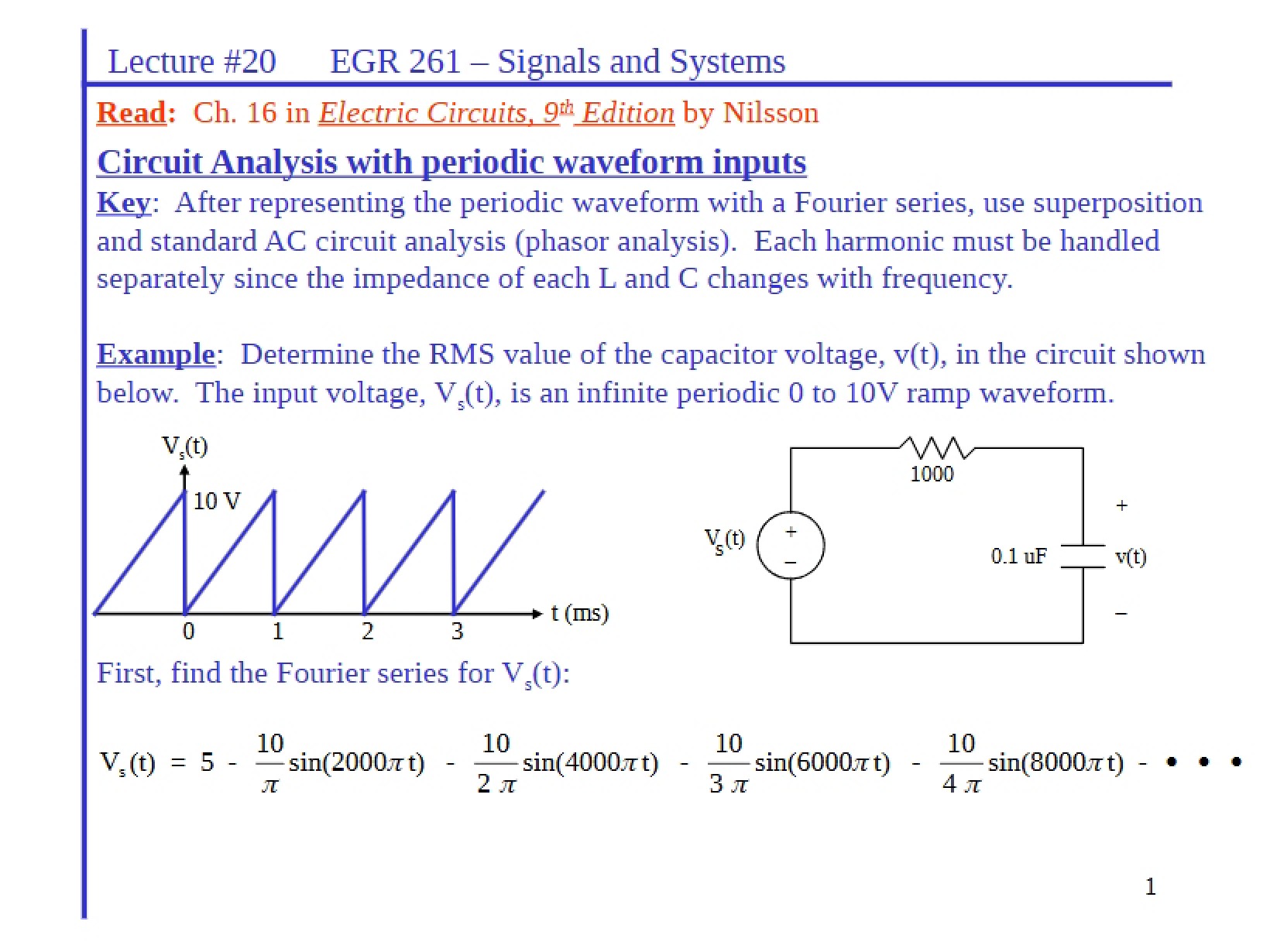 Periodic Waveform Inputs in Circuit Analysis