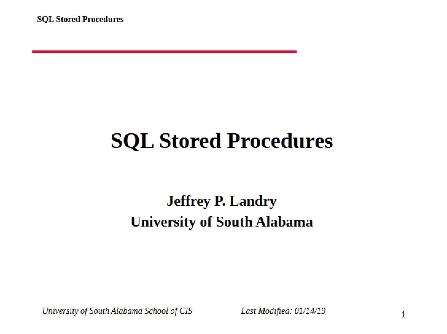 Stored Procedures in SQL