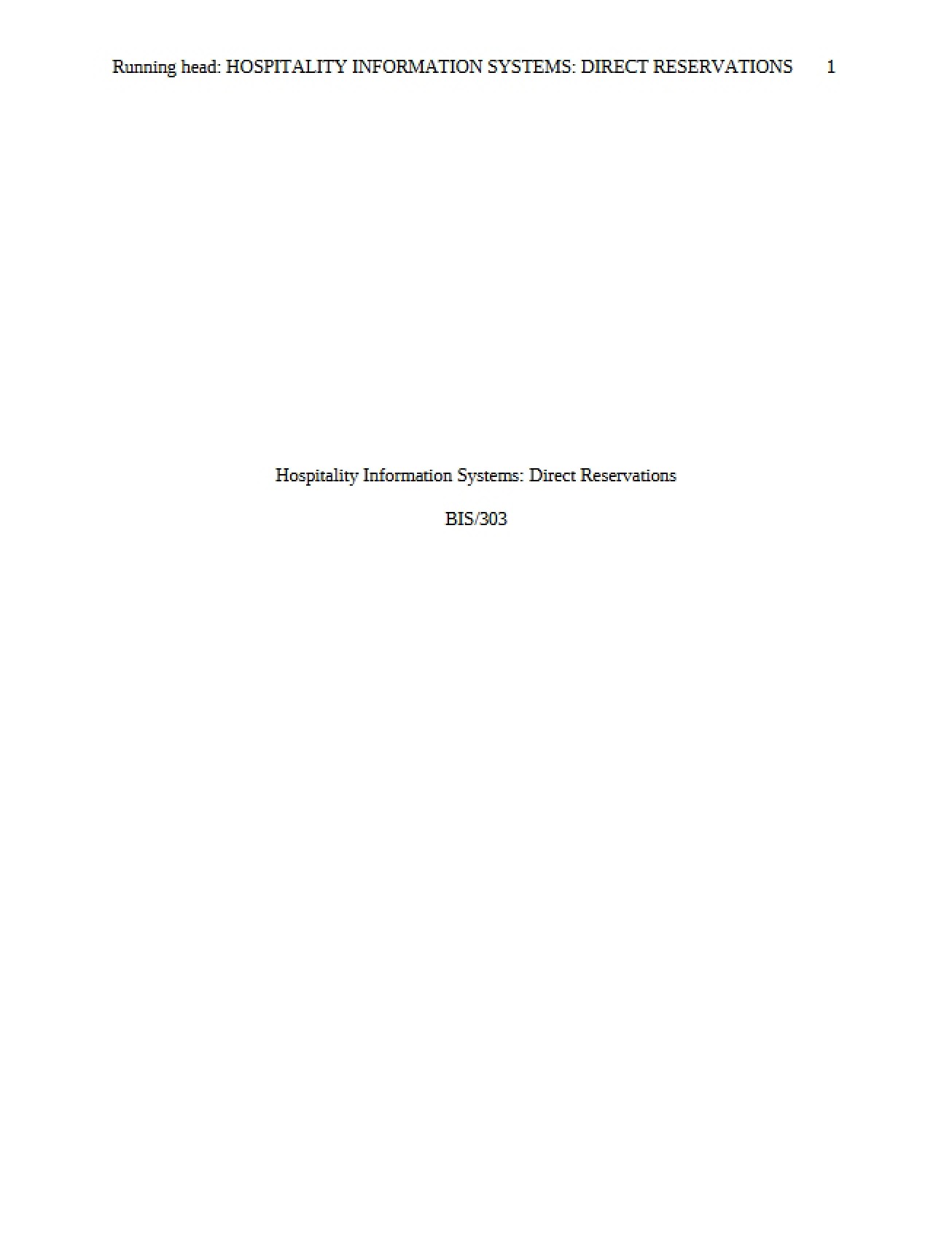 Information Systems in Hospitality