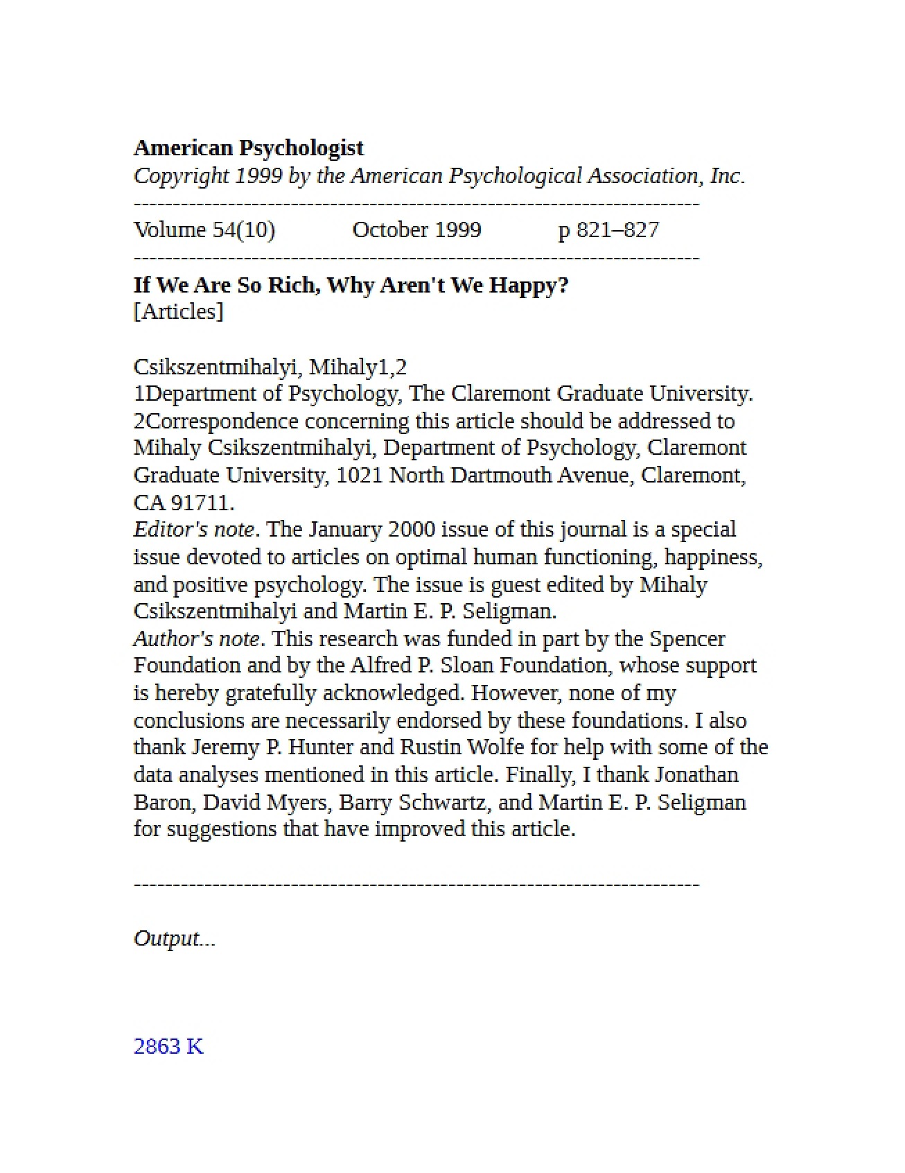 American Psychologist Article
