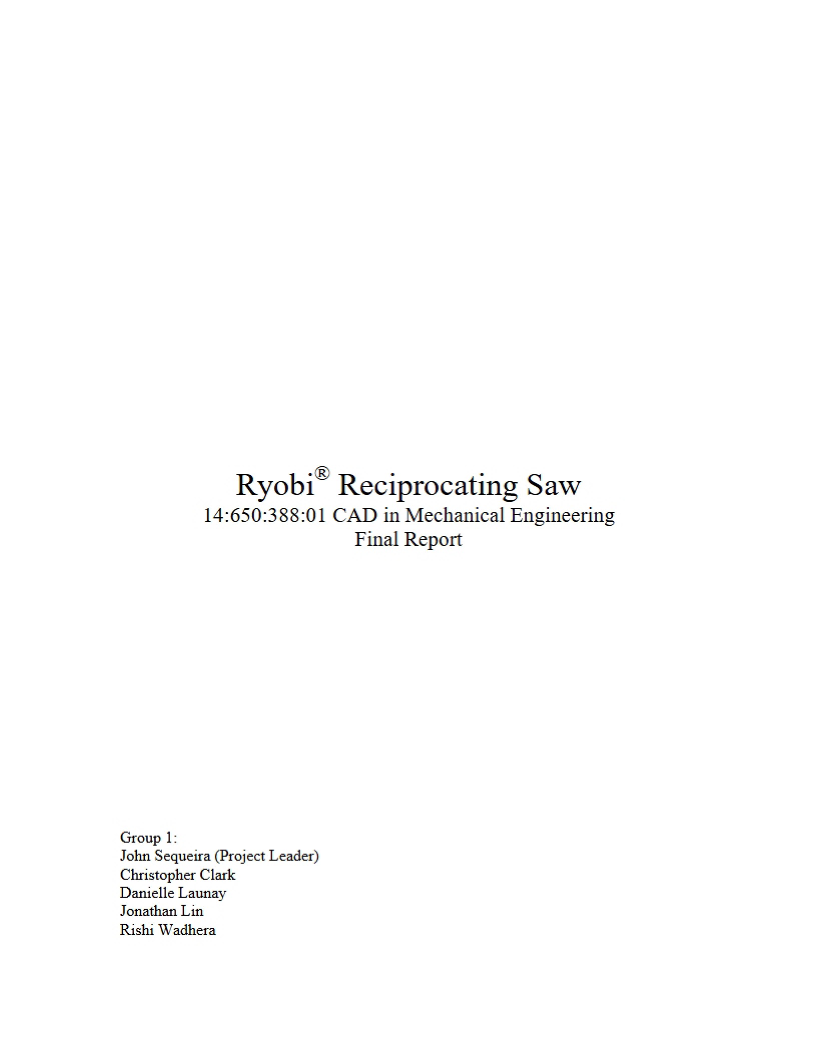 Reciprocating Saw (Ryobi)
