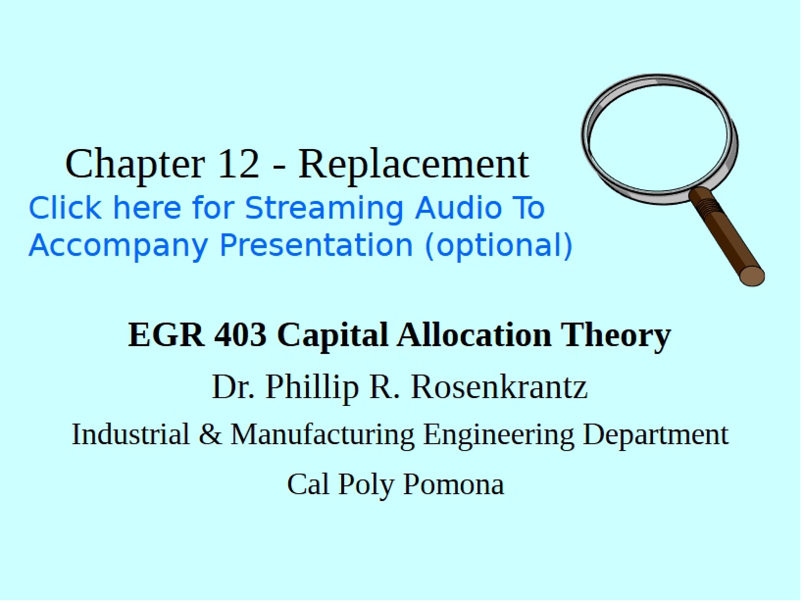 Replacement (Chapter 12)