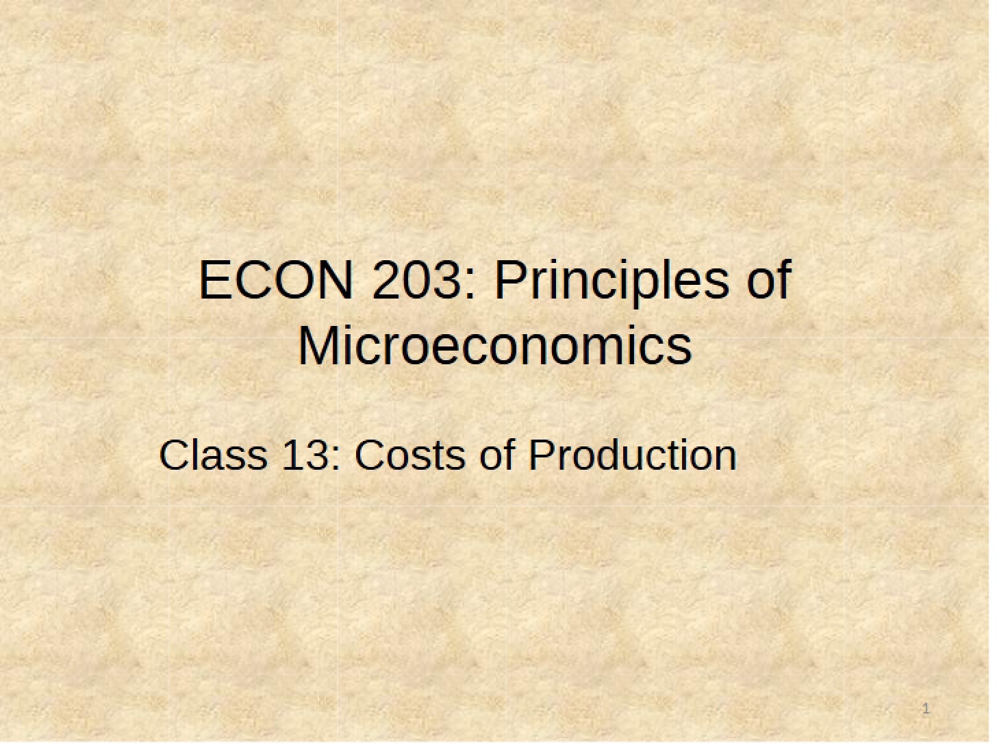 Production Costs Class Thirteen