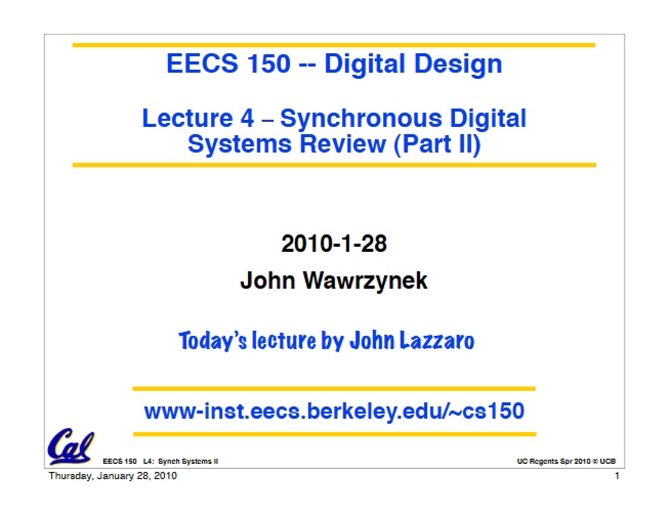 Part II Synchronous Digital Systems Review