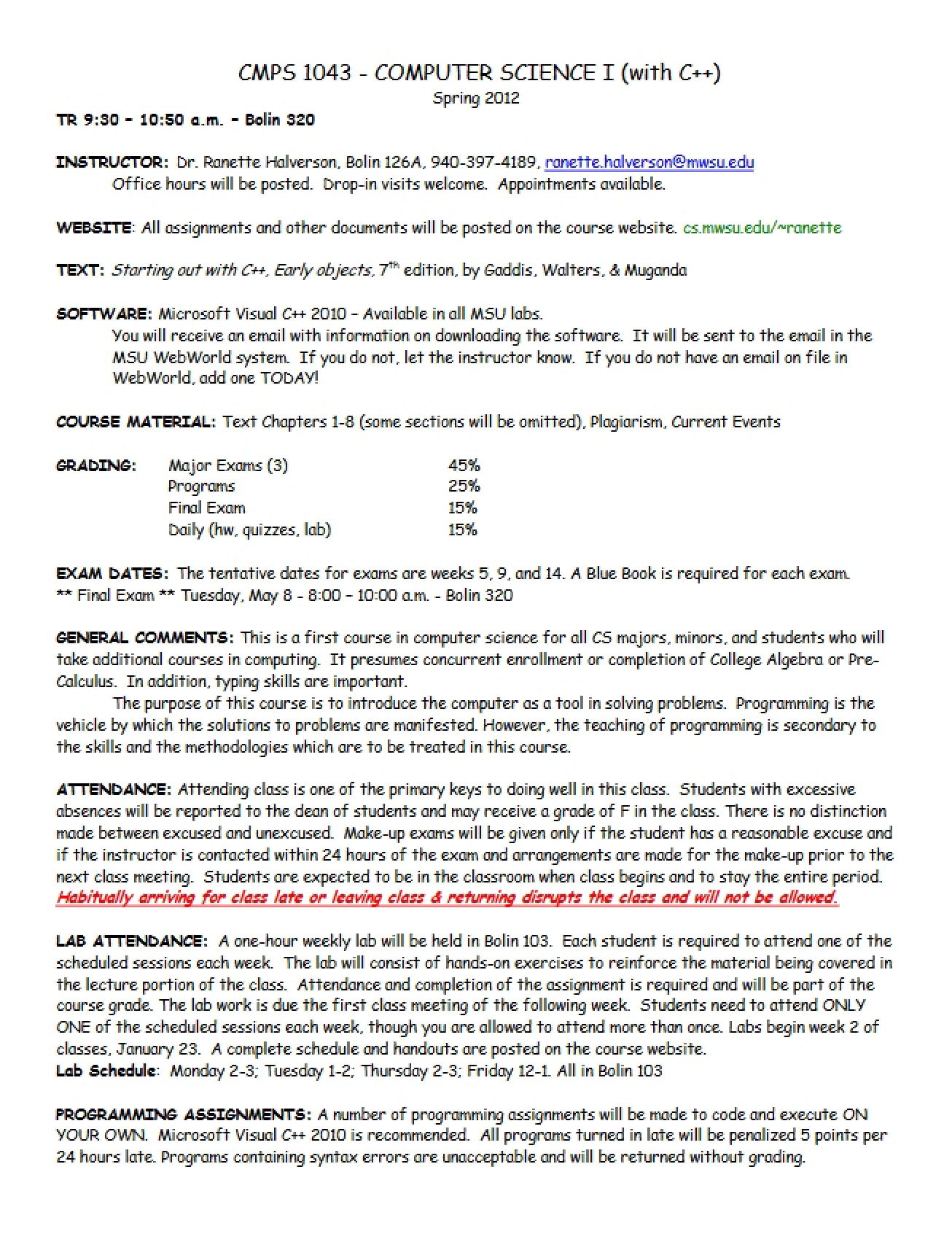 Course Syllabus