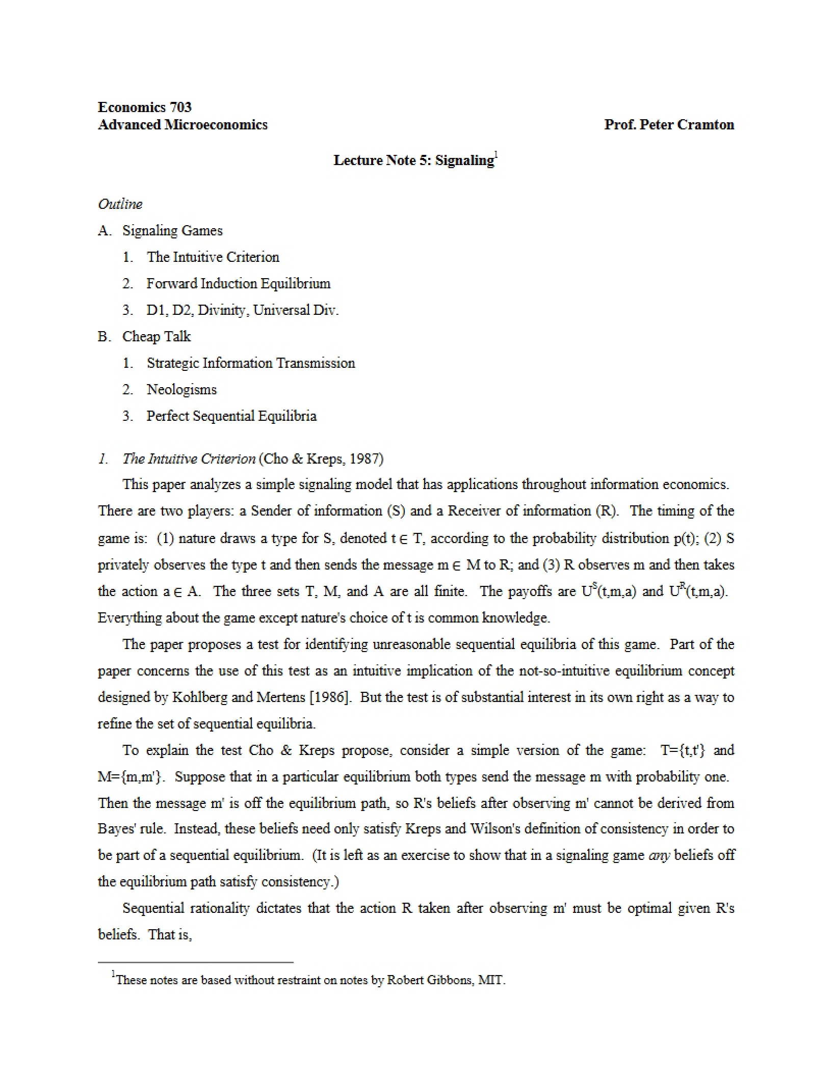 Signaling (Lecture Note 5)