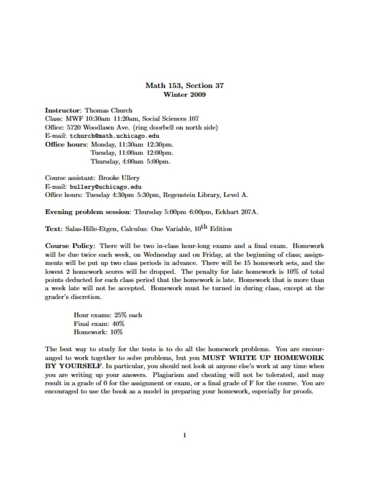 Syllabus for Calculus III