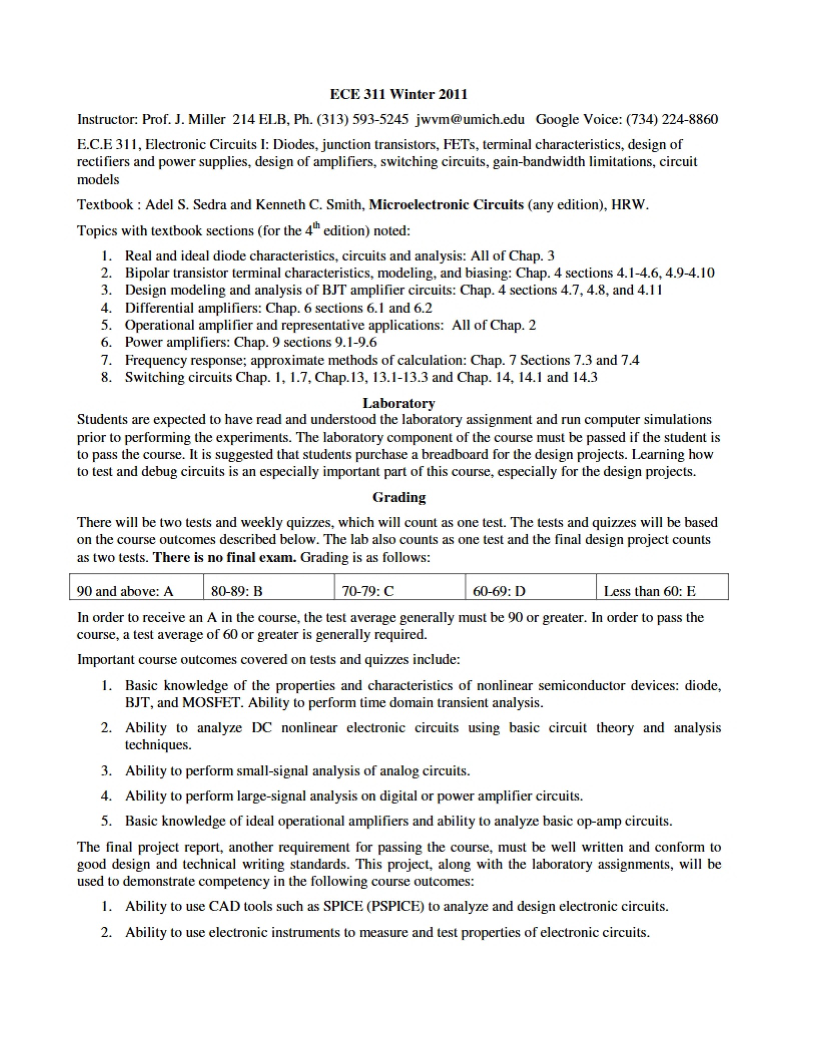 Electronic Circuits Syllabus