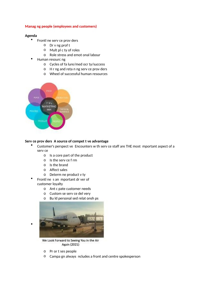 Lecture Notes - Managing People, Employees, and Customers