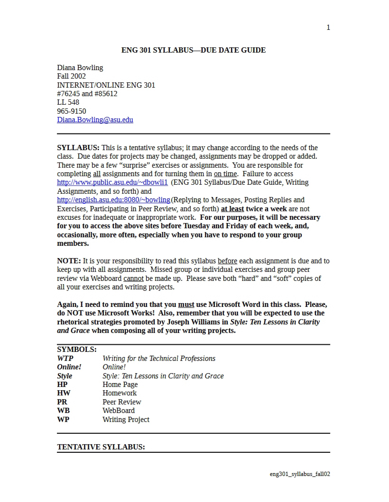 Writing for the Professions Syllabus