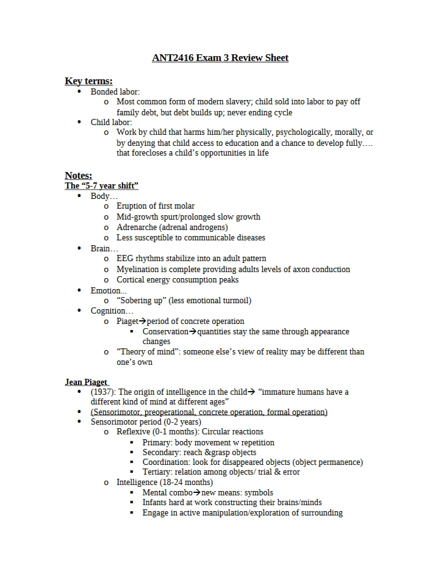Examination Three Recap