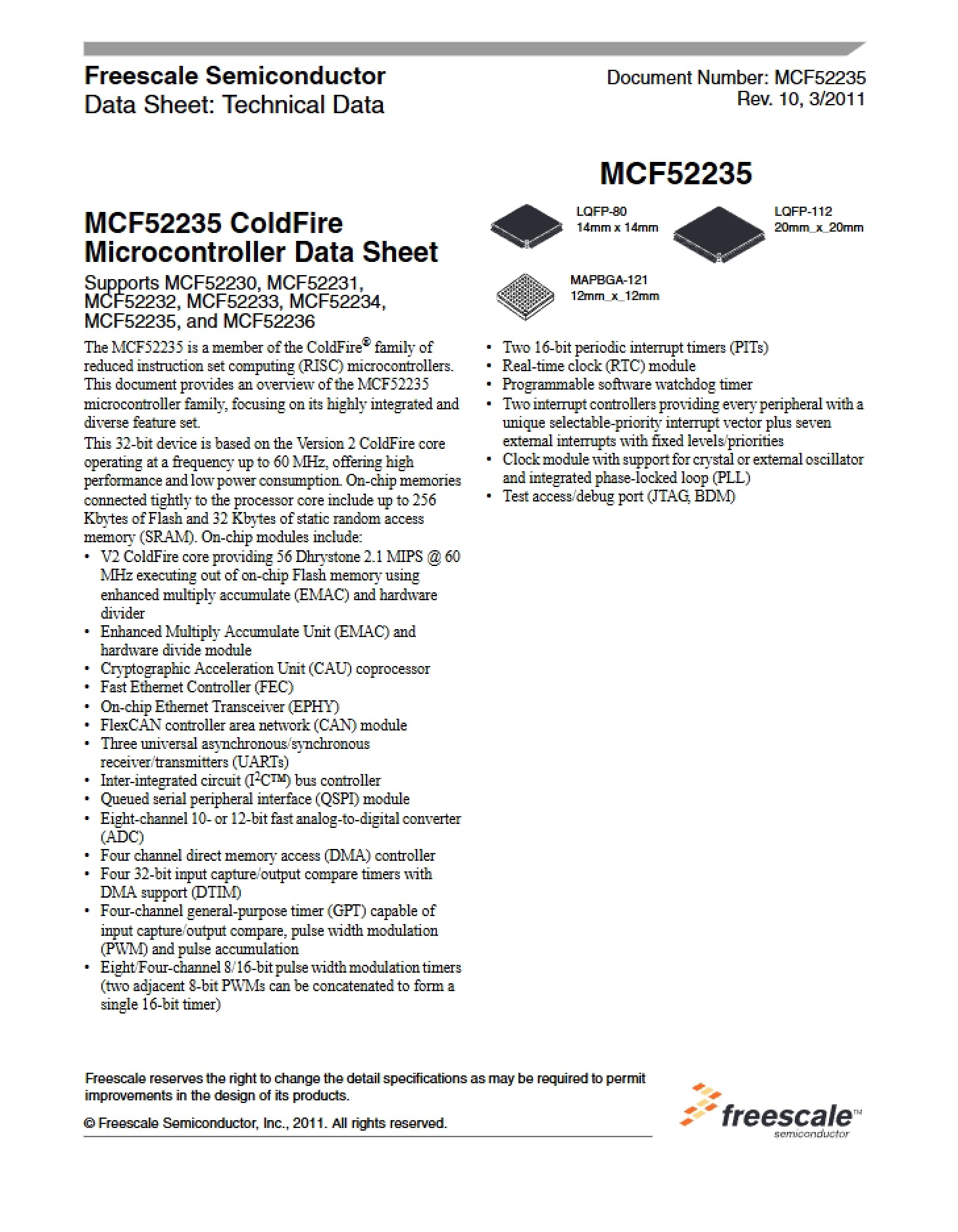 Data Sheet for Microcontroller