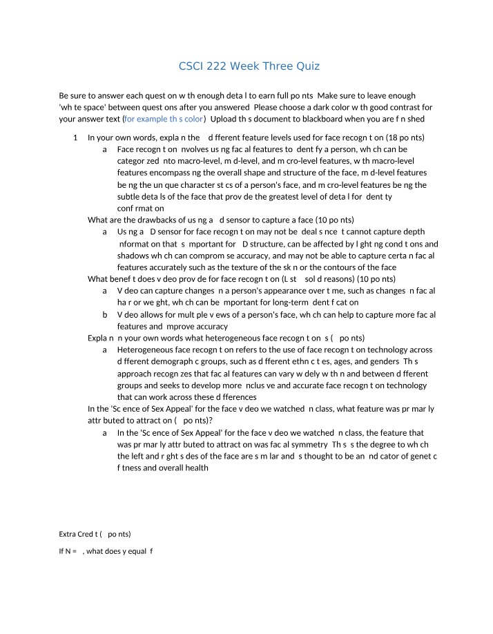 Week Three Quiz for CSCI 222