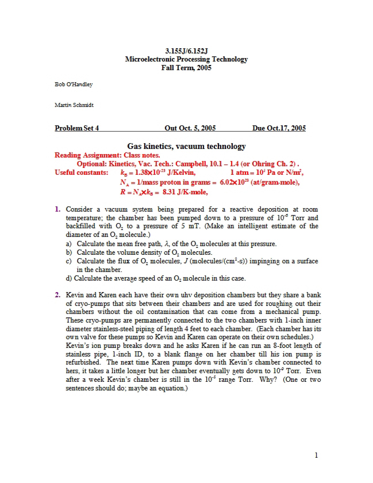Fourth Problem Set