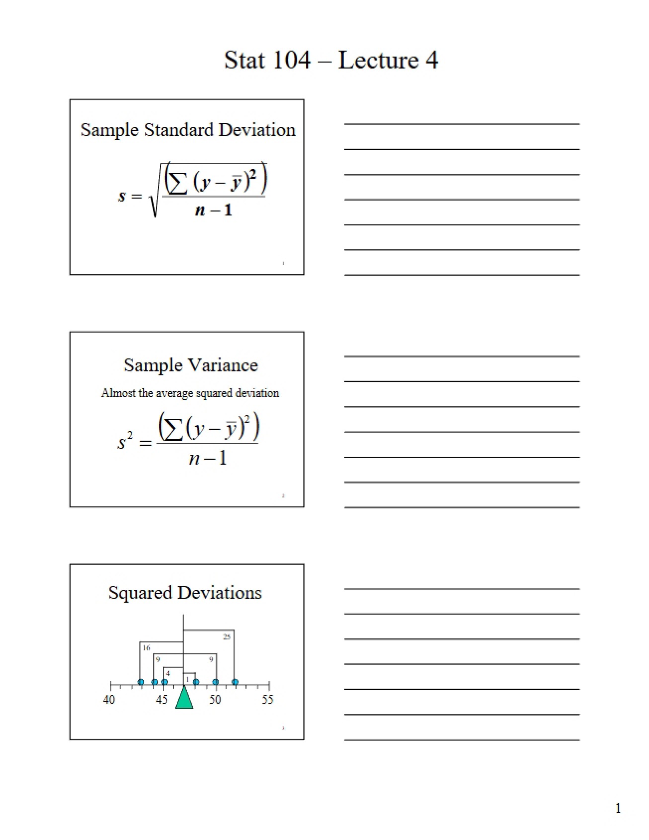 Fourth Lecture for Introduction to Statistics