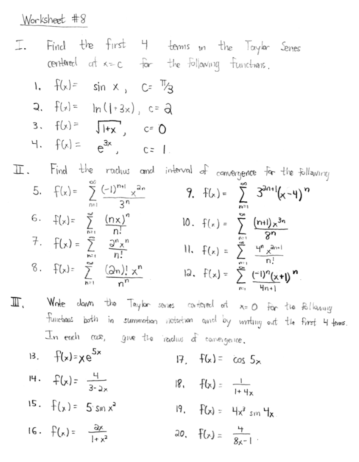 Eighth Worksheet