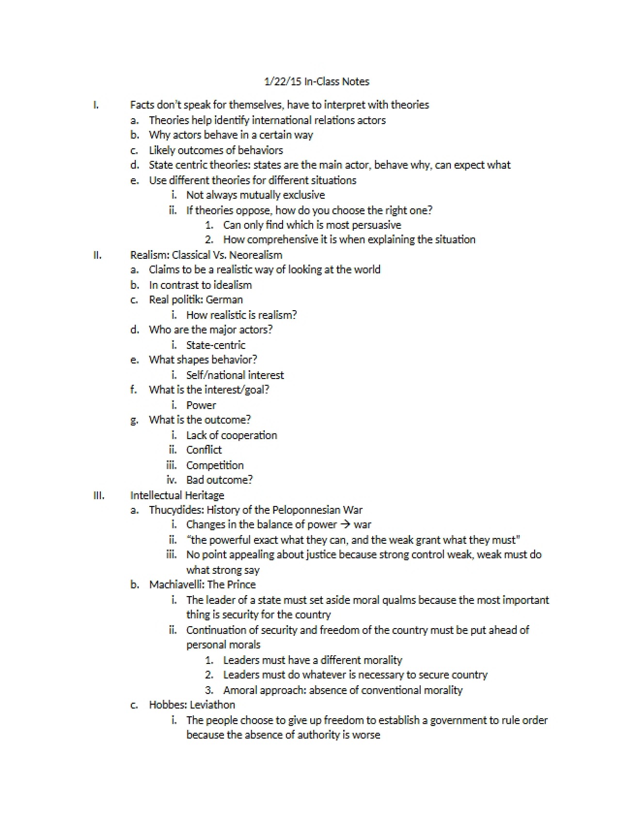 IR Session Notes