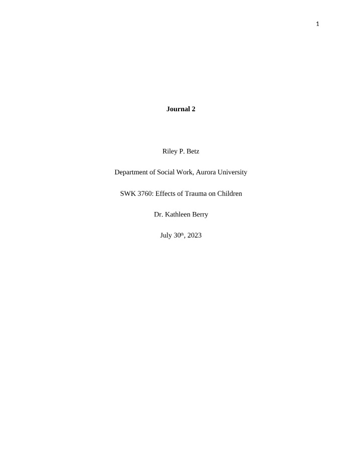 SWK3760 - Journal 2