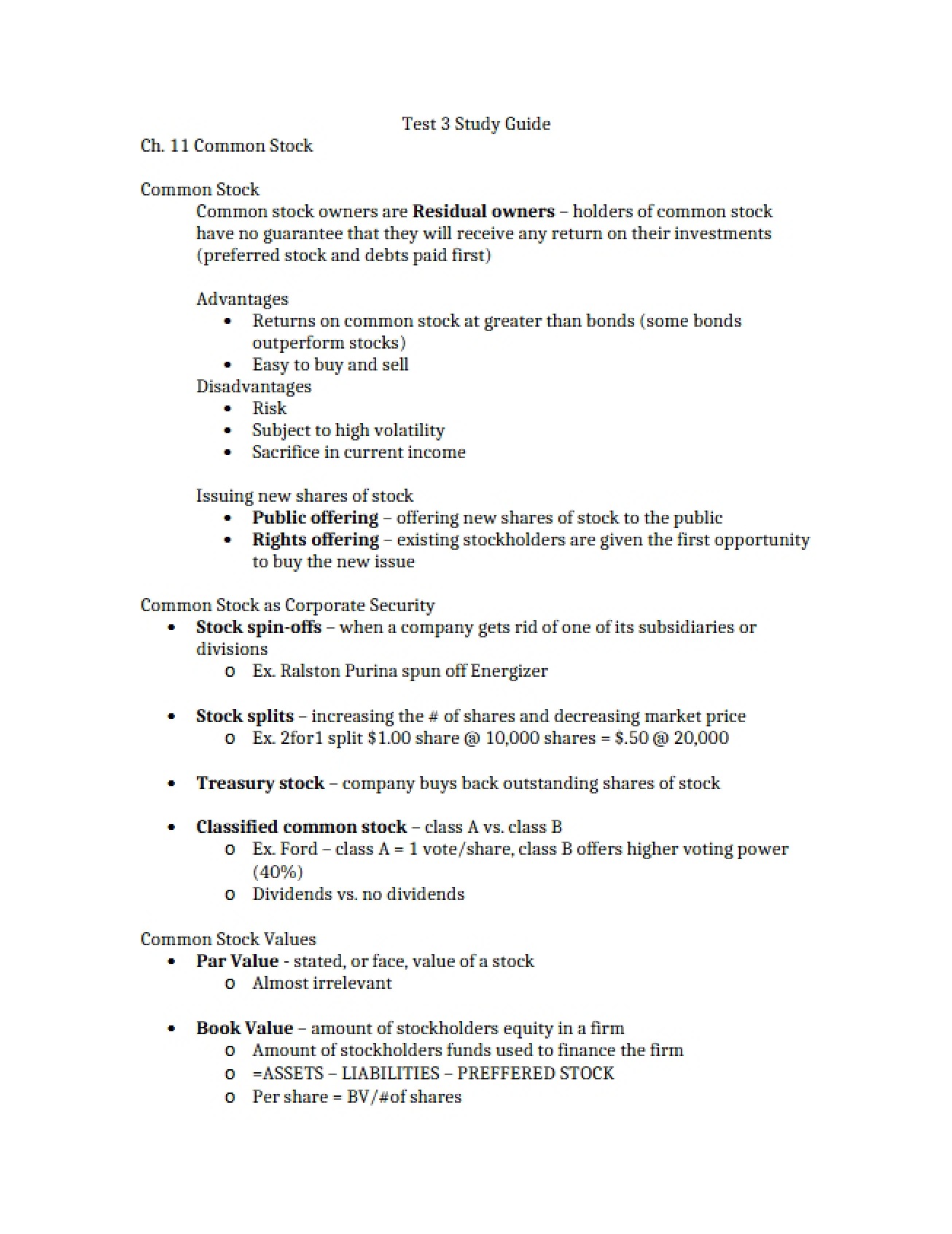 Preparation Guide for the Third Finance Test - 7 Pages