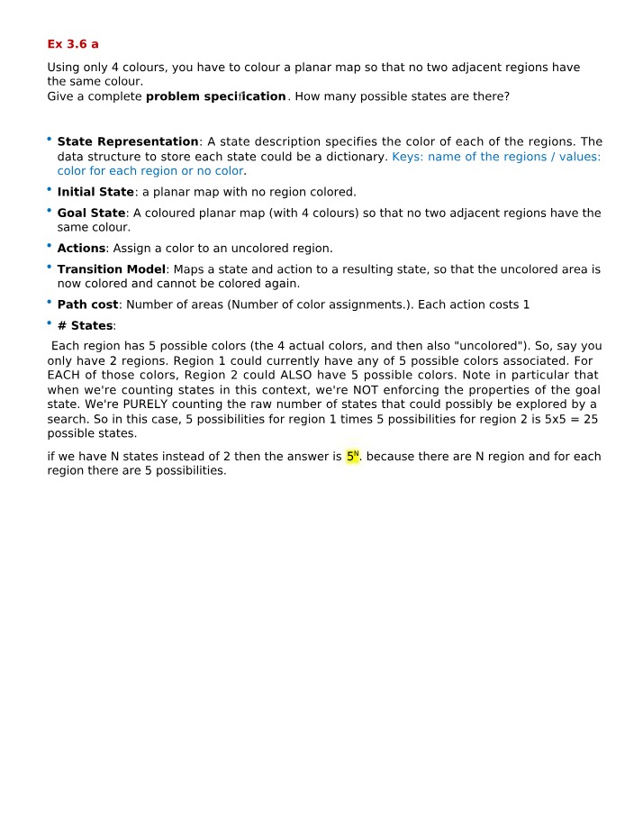 Coloring a Planar Map - Problem Specification