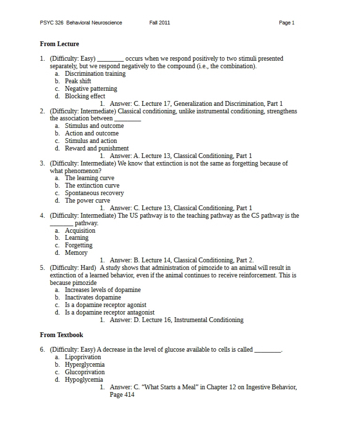 Student Questions for Midterm Three Extra Credit
