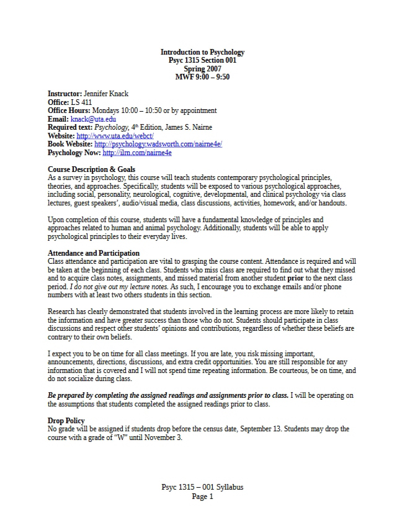 Syllabus - PSYC 1315