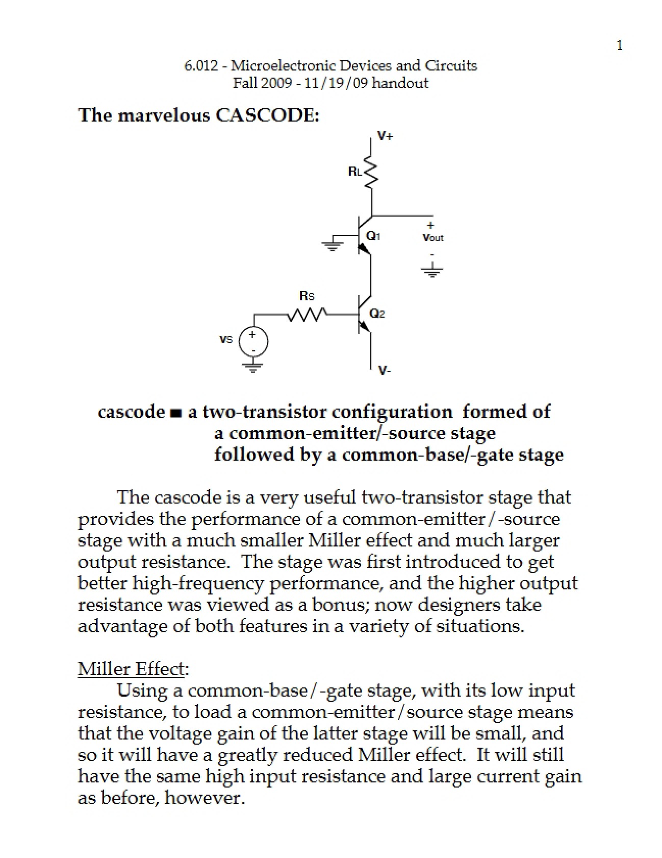 Cascode Configuration Analysis