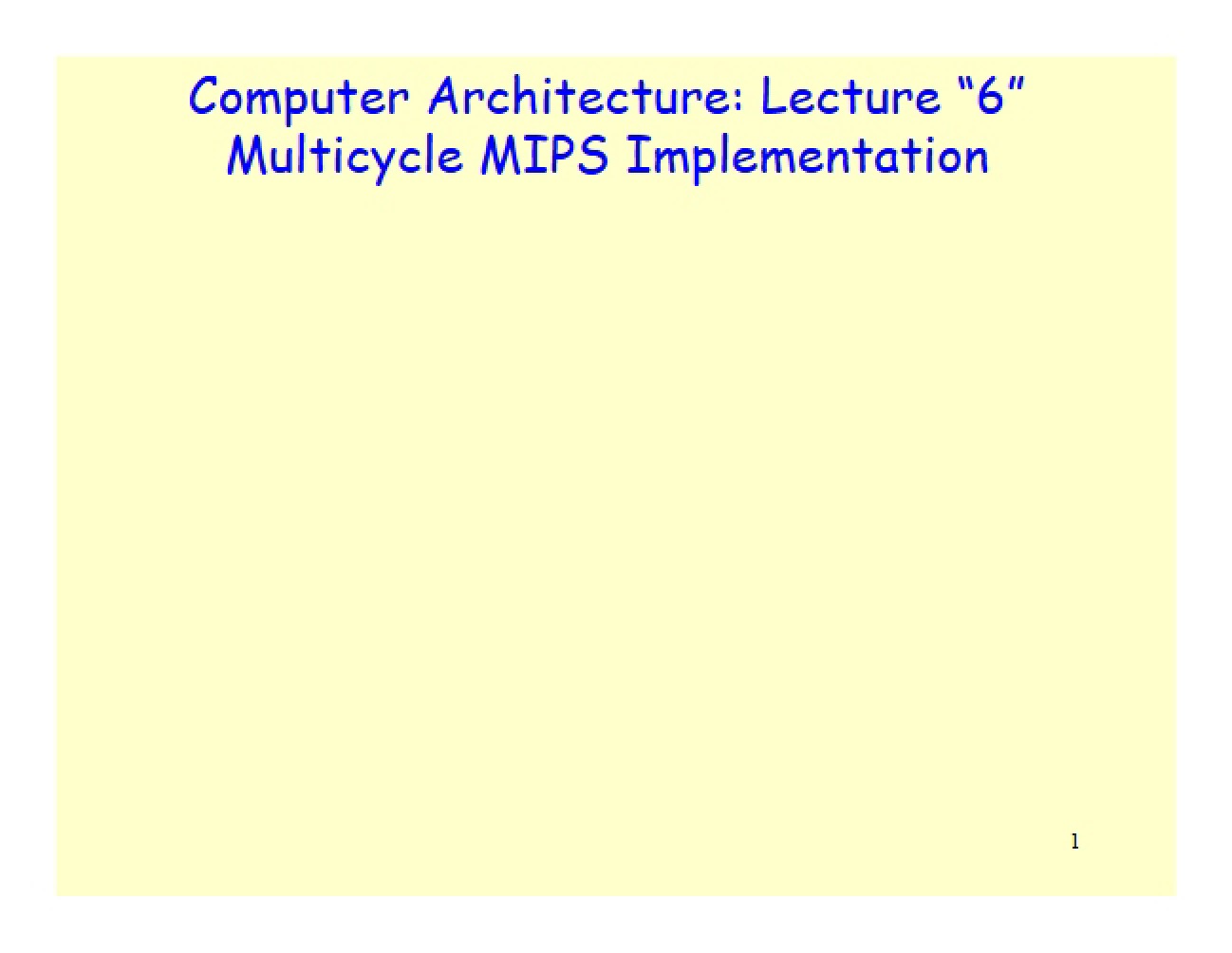Computer Architecture Lecture