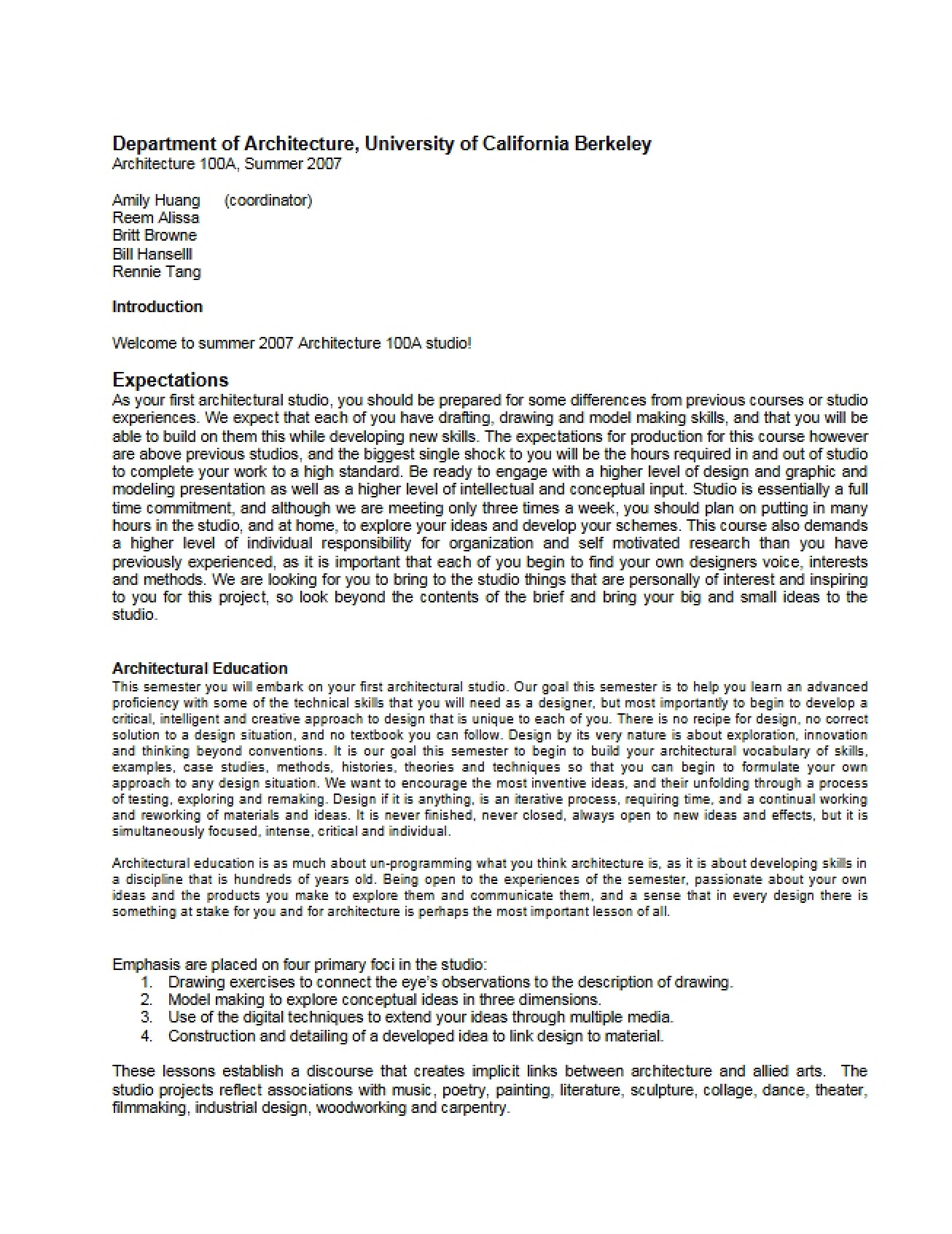 Course Syllabus Arch Design Fundamentals