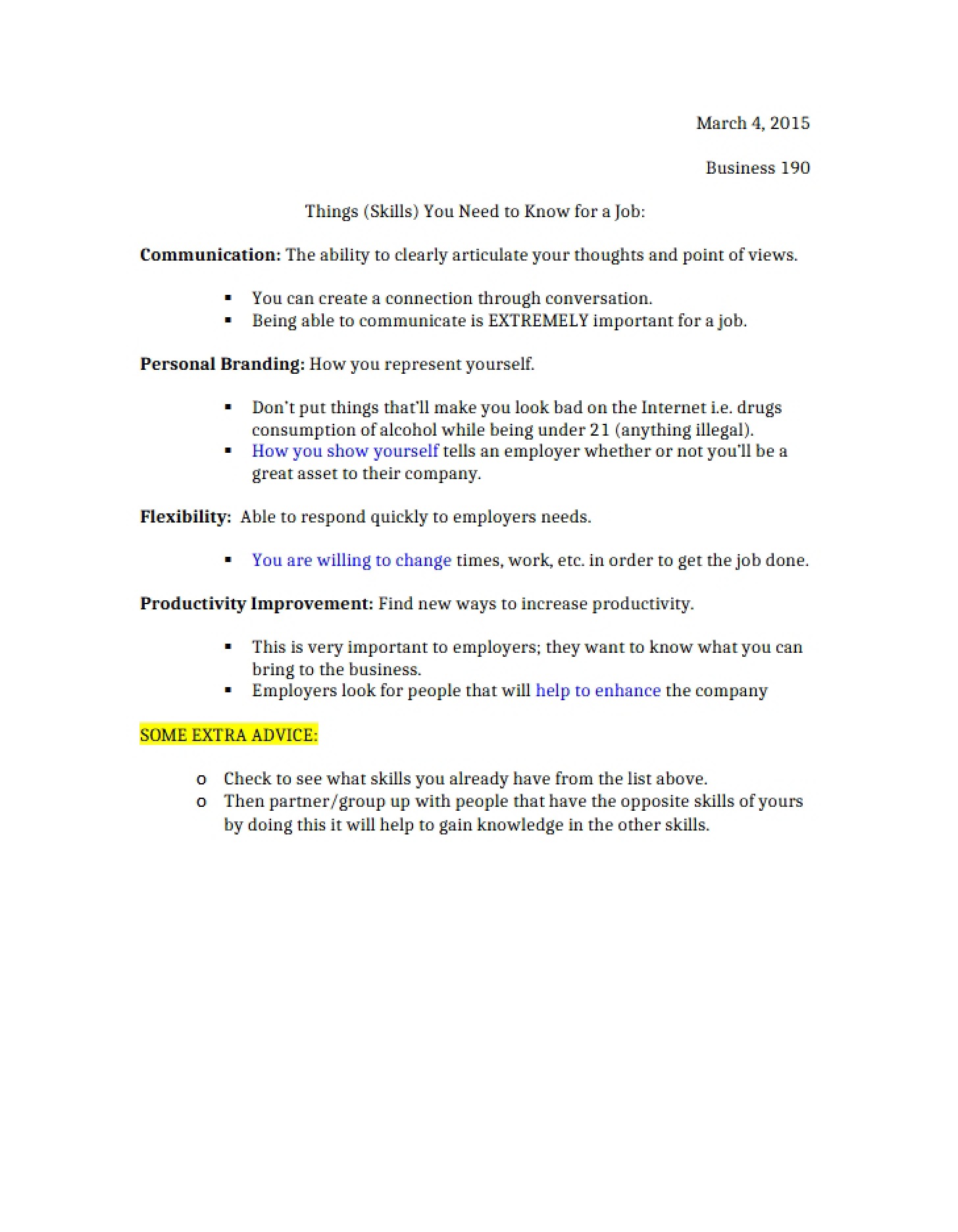 Essential Job Skills and Knowledge