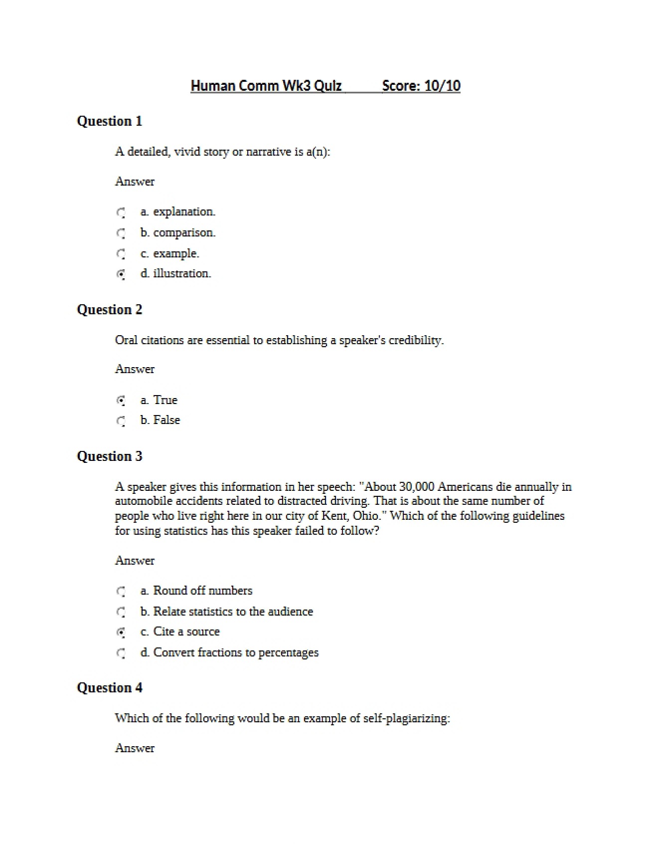 Human Communication Quiz