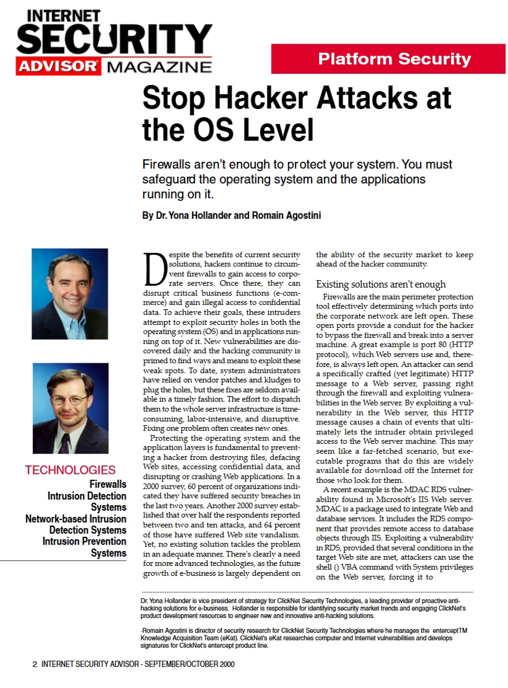 Preventing Hacker Attacks at the OS Level