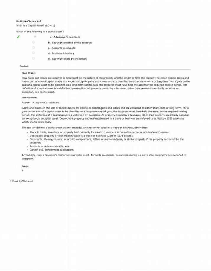 What is a Capital Asset - Multiple Choice 4-2
