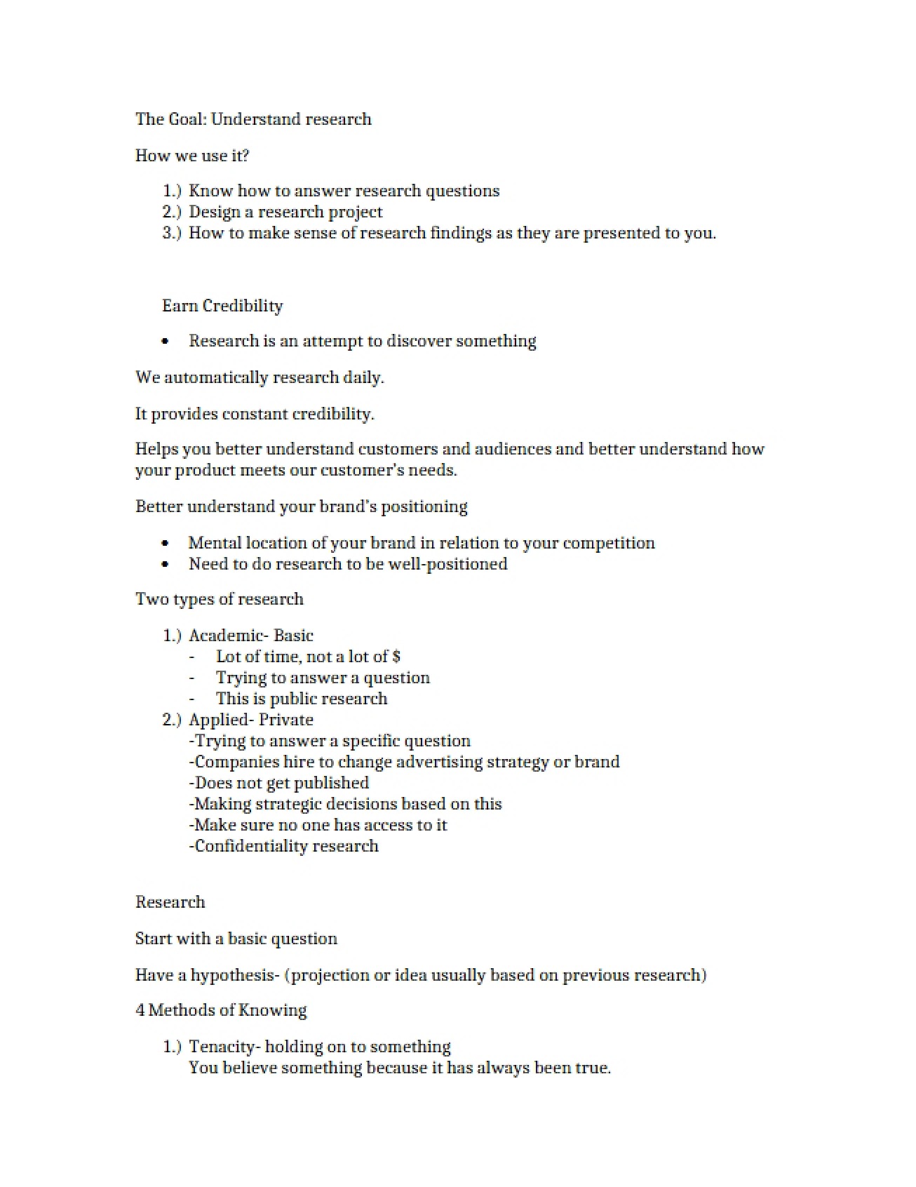 Class Notes Research & Measurement