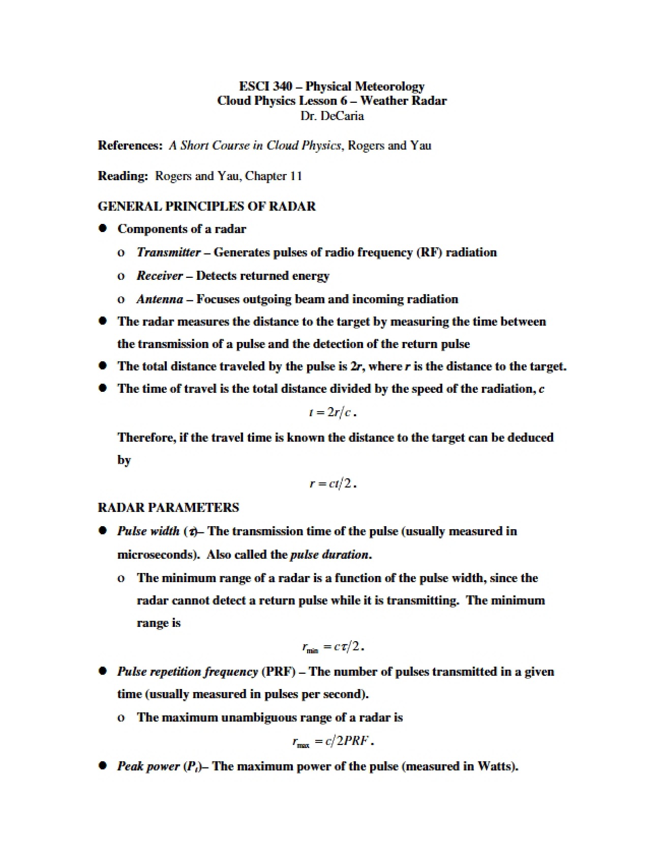 Physical Weather Science