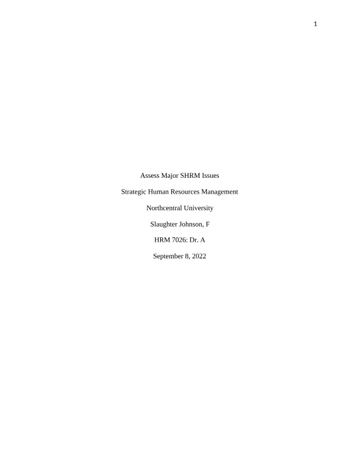 Assessing Major SHRM Issues