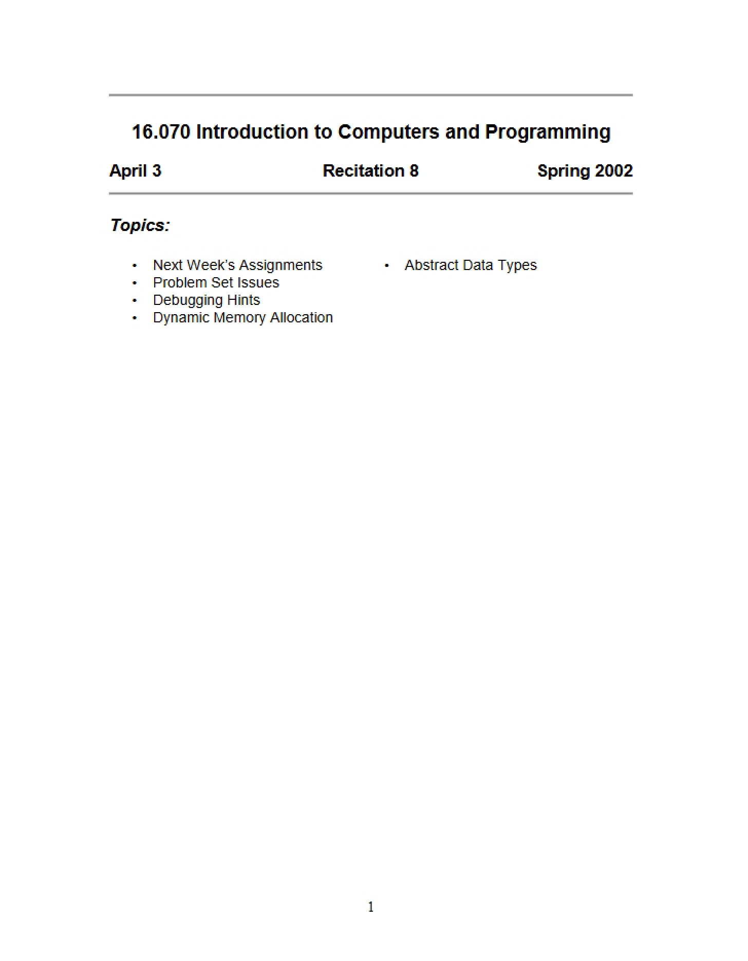 Intro to Computers and Programming