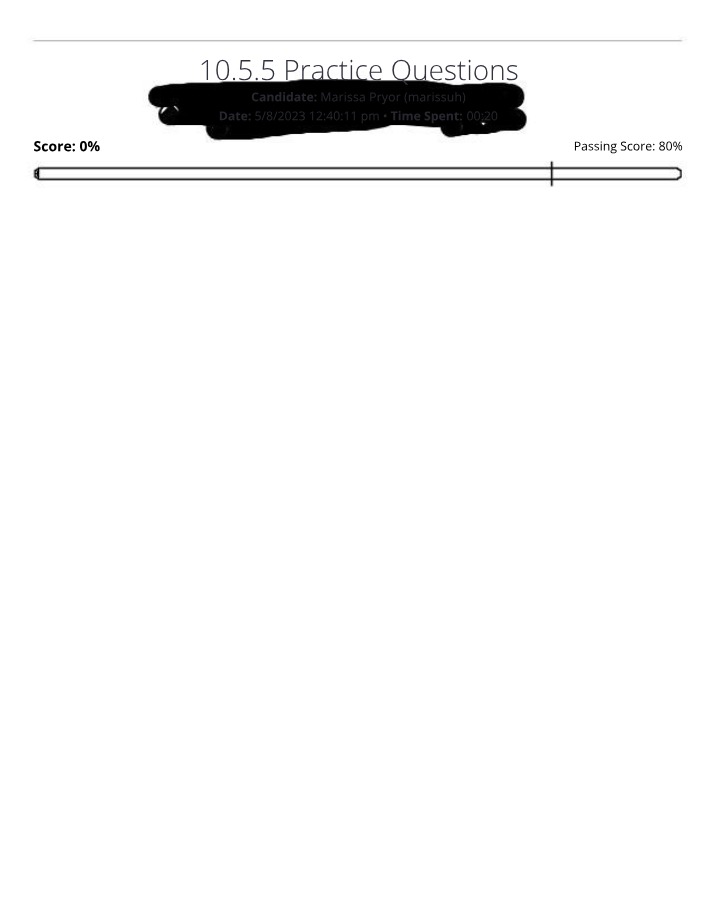 Practice Questions 10.5.5