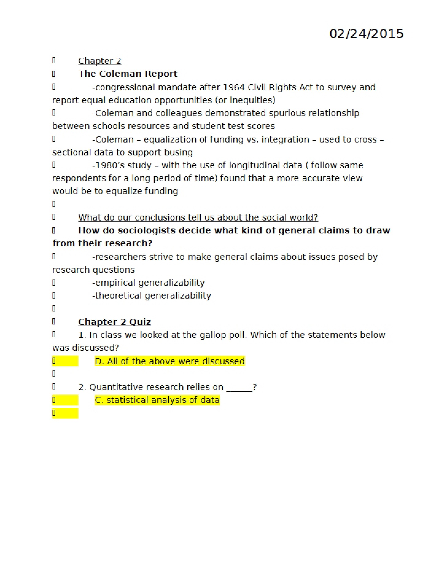 Chapter Two Notes